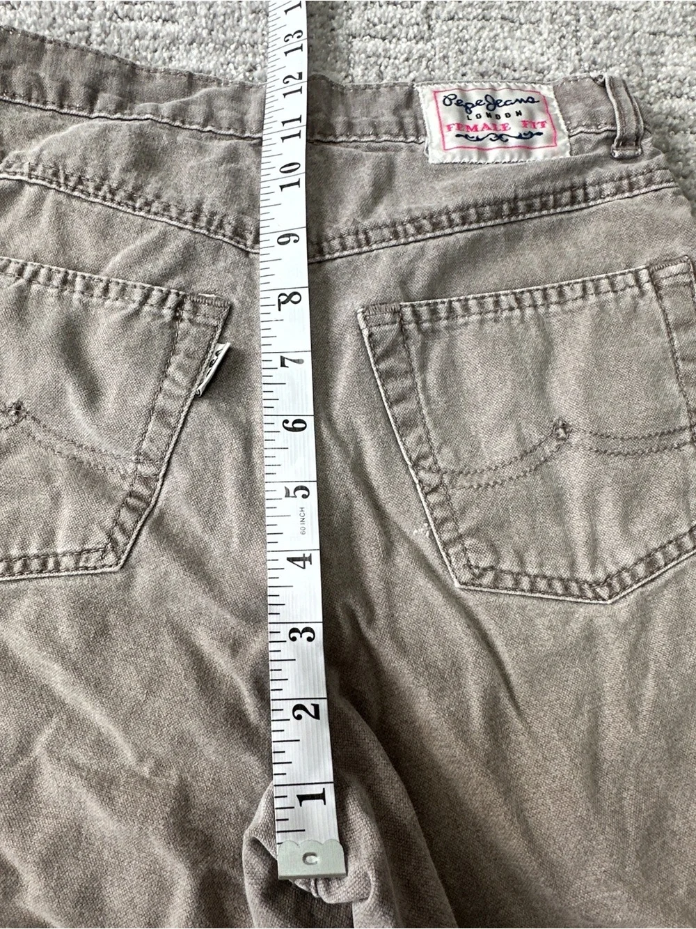 Pepe Jeans London High Rise Denim Shorts Taupe Cuffed Size 24 - Picture 8 of 12